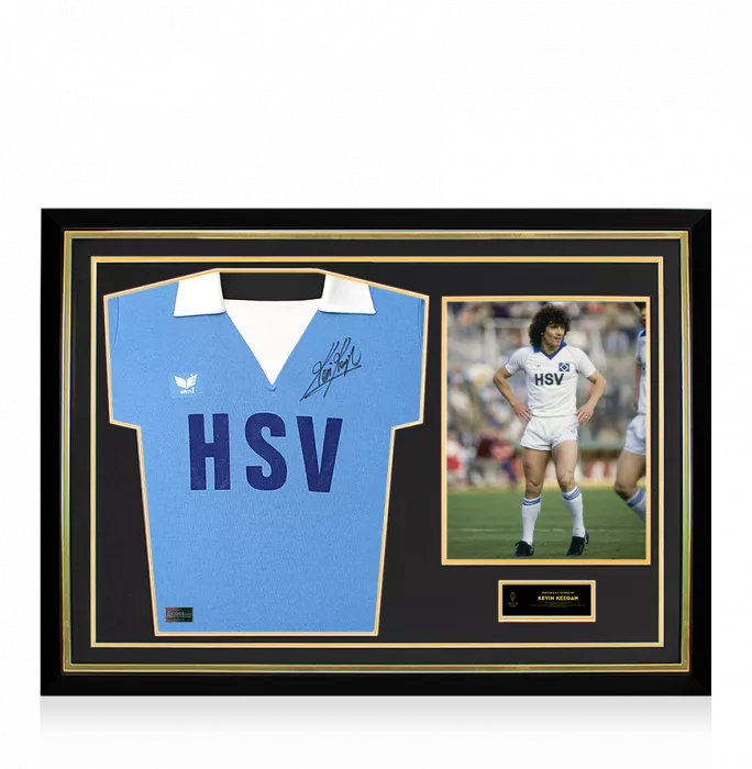 Kevin Keegan Official Ballon d'Or™ Front Signed and Hero Framed Hamburg SV 1977-1980 Home Shirt