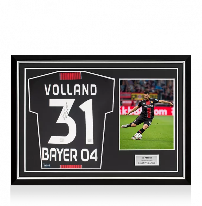Kevin Volland Back Signed Bayer Leverkusen 2018-19 Home Shirt Home Shirt In Hero Frame: Option 1