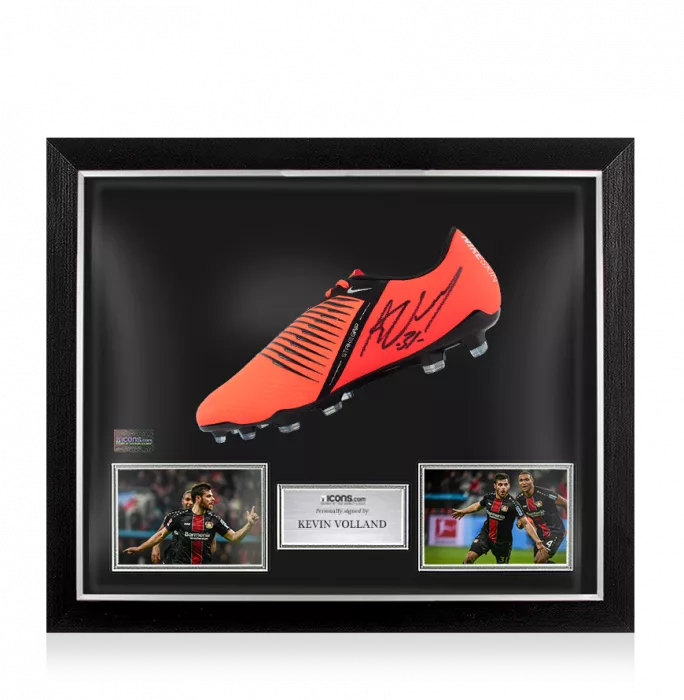Kevin Volland Signed Red and Black Nike Phantom Venom Boot In Bubble Frame: Bayer Leverkusen