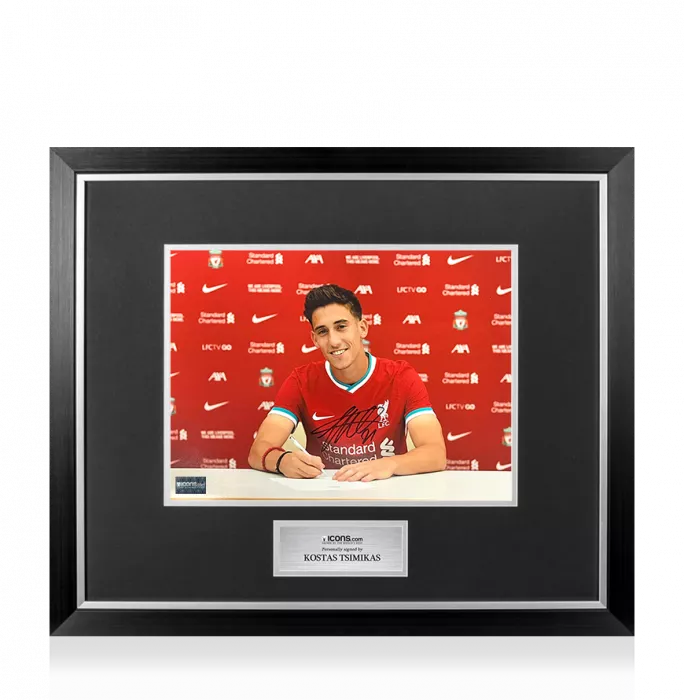 Kostas Tsimikas Signed Liverpool Photo In Premium Frame: New Man