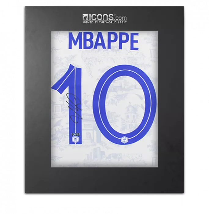 Kylian Mbappe Back Signed France 2022 Away Shirt In Deluxe Packaging