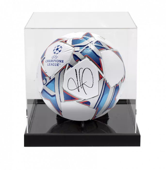 Kylian Mbappe Signed UEFA Champions League Football In Acrylic Case