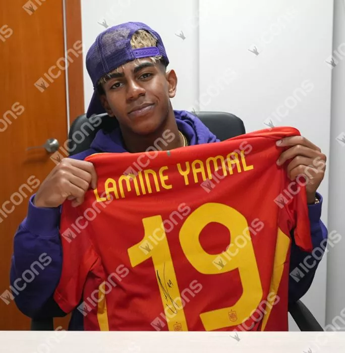 Lamine Yamal Back Signed Spain 2024-25 Home Shirt In Hero Frame: Option 1