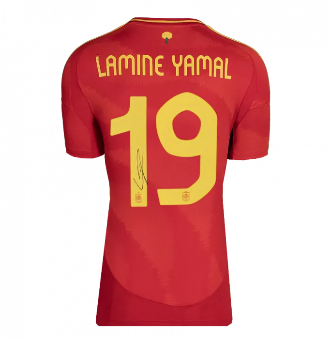 Lamine Yamal Back Signed Spain 2024-25 Home Shirt In Classic Frame