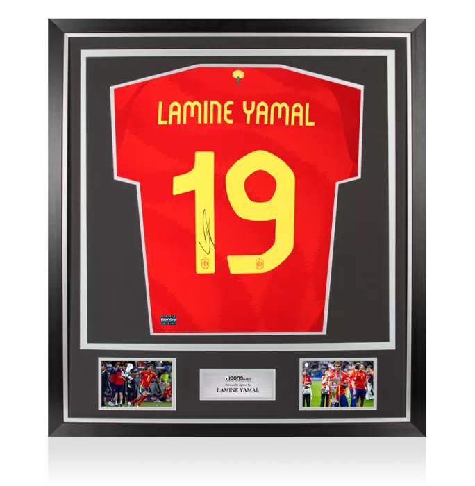 Lamine Yamal Back Signed Spain 2024-25 Home Shirt In Classic Frame