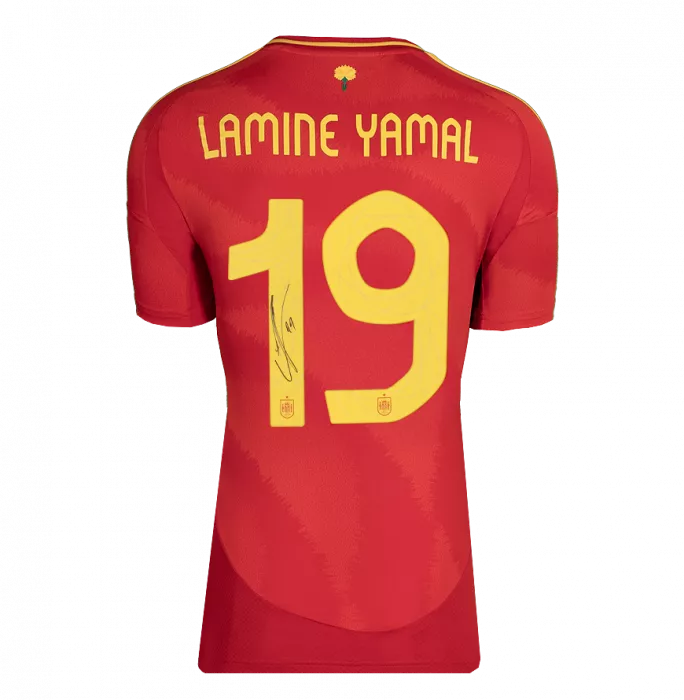 Lamine Yamal Back Signed Spain 2024-25 Home Shirt In Hero Frame: Option 1