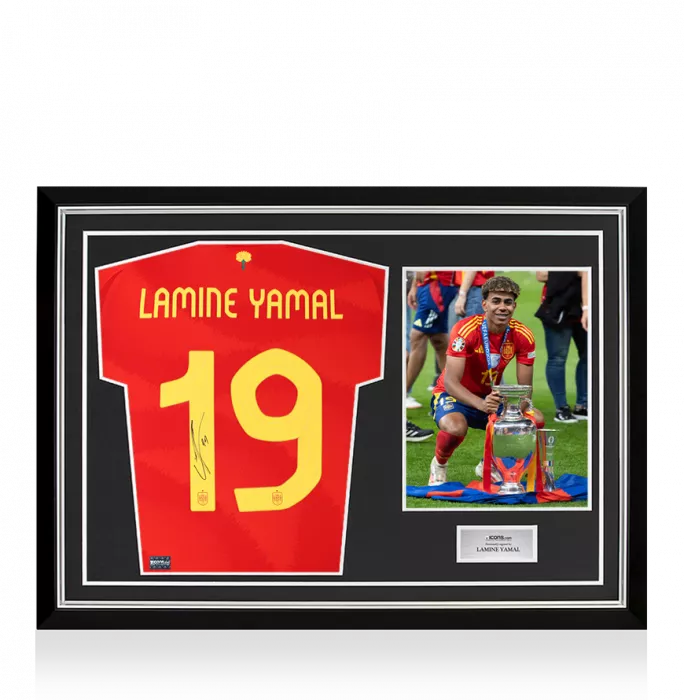 Lamine Yamal Back Signed Spain 2024-25 Home Shirt In Hero Frame: Option 1