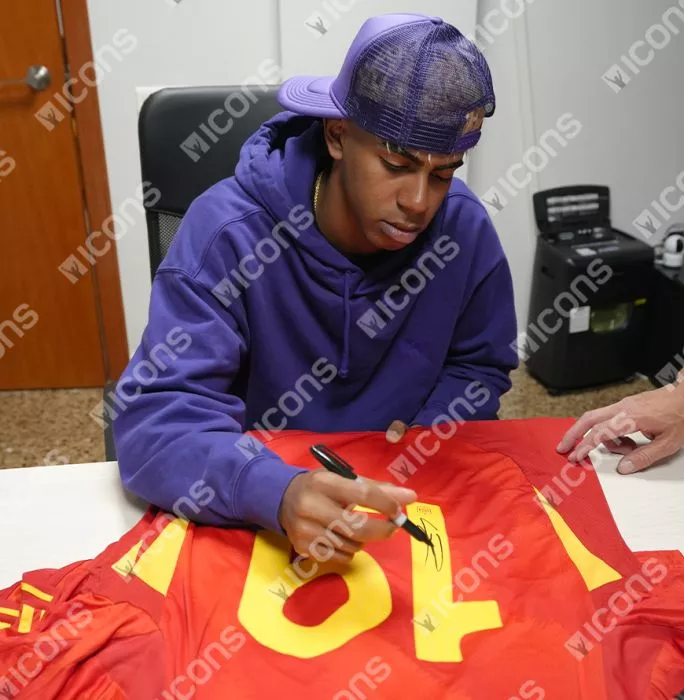 Lamine Yamal Back Signed Spain 2024-25 Home Shirt In Classic Frame