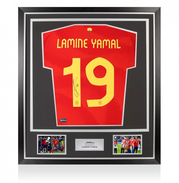 Lamine Yamal Back Signed Spain 2024-25 Home Shirt In Classic Frame