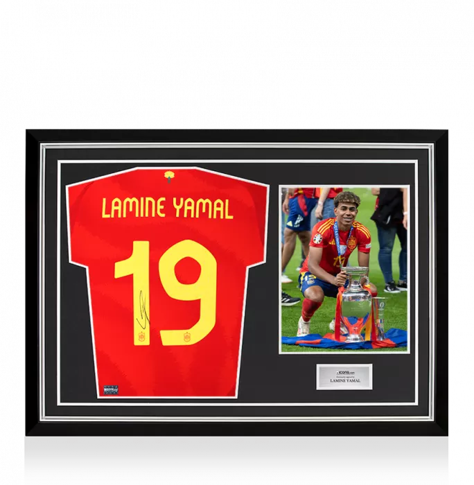 Lamine Yamal Back Signed Spain 2024-25 Home Shirt In Hero Frame: Option 1