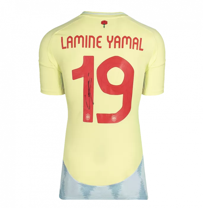 Lamine Yamal Back Signed Spain 2024 Away Shirt In Classic Frame