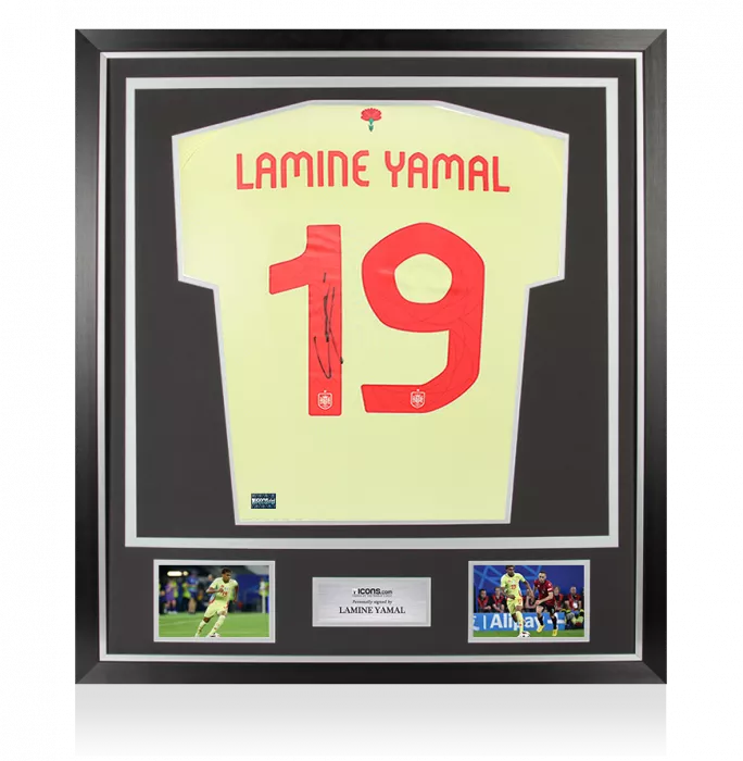 Lamine Yamal Back Signed Spain 2024 Away Shirt In Classic Frame