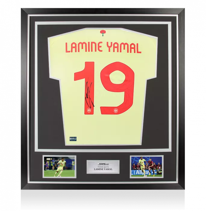 Lamine Yamal Back Signed Spain 2024 Away Shirt In Classic Frame