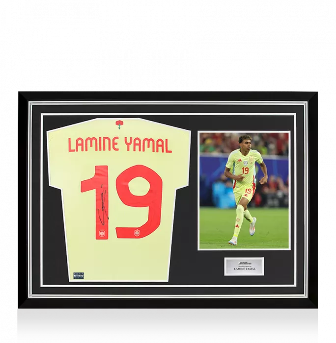 Lamine Yamal Back Signed Spain 2024 Away Shirt In Hero Frame: Option 1