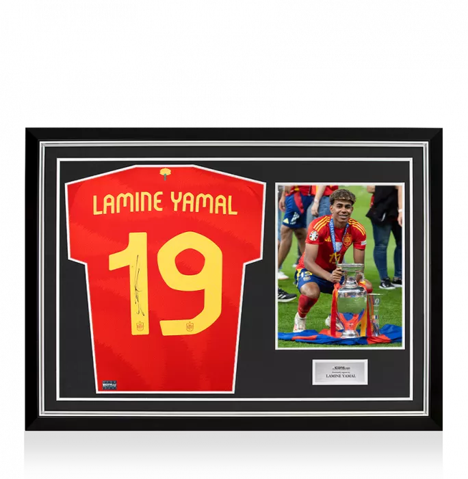 Lamine Yamal Back Signed Spain 2024 Home Shirt In Hero Frame: Option 1