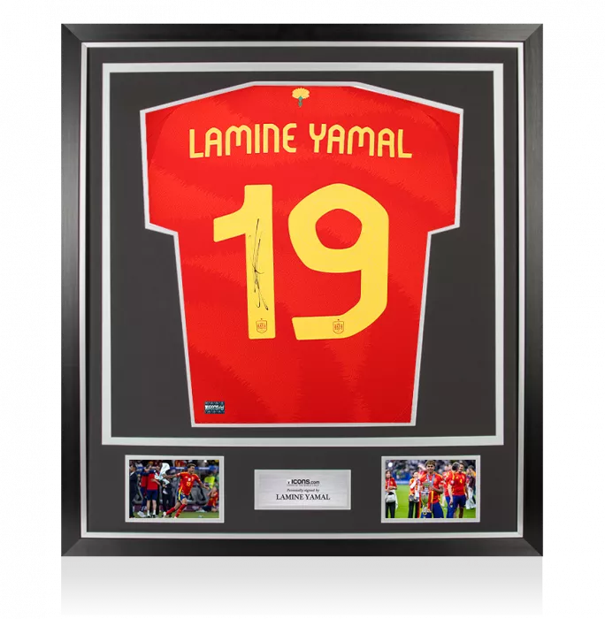 Lamine Yamal Back Signed Spain 2024 Home Shirt In Classic Frame