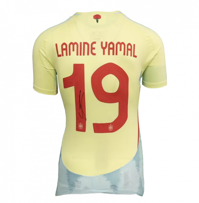 Lamine Yamal Back Signed Spain Authentic 2024-25 Away Shirt In Hero Frame: Option 1