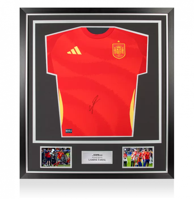 Lamine Yamal Front Signed Spain 2024-25 Home Shirt In Classic Frame
