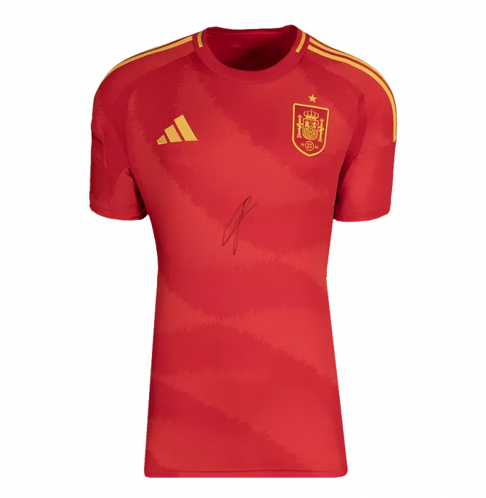 Lamine Yamal Front Signed Spain 2024-25 Home Shirt In Hero Frame: Option 1