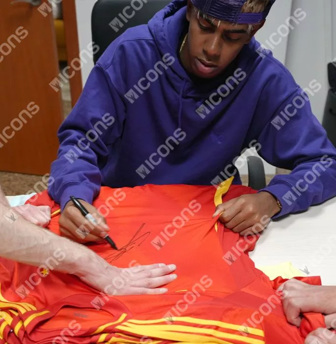 Lamine Yamal Front Signed Spain 2024-25 Home Shirt In Classic Frame
