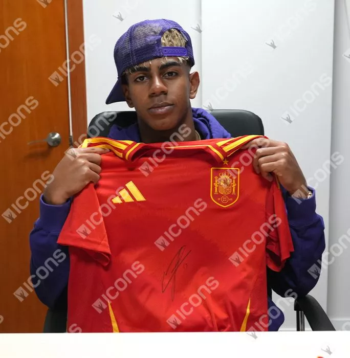 Lamine Yamal Front Signed Spain 2024-25 Home Shirt In Classic Frame