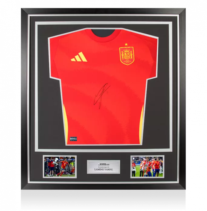 Lamine Yamal Front Signed Spain 2024-25 Home Shirt In Classic Frame