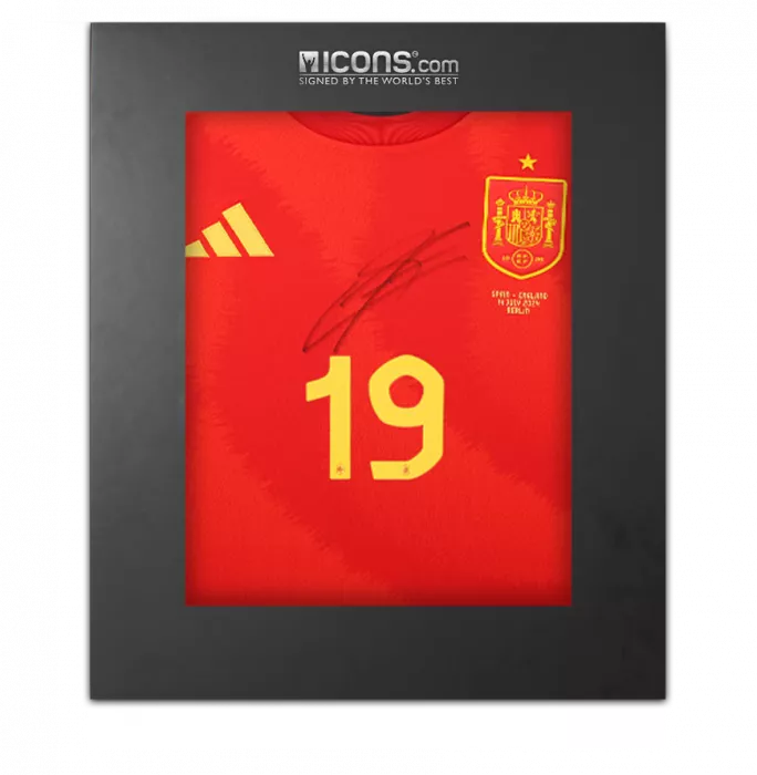 Lamine Yamal Front Signed Spain 2024 Home Shirt In Deluxe Packaging: UEFA EURO 2024 Final Edition
