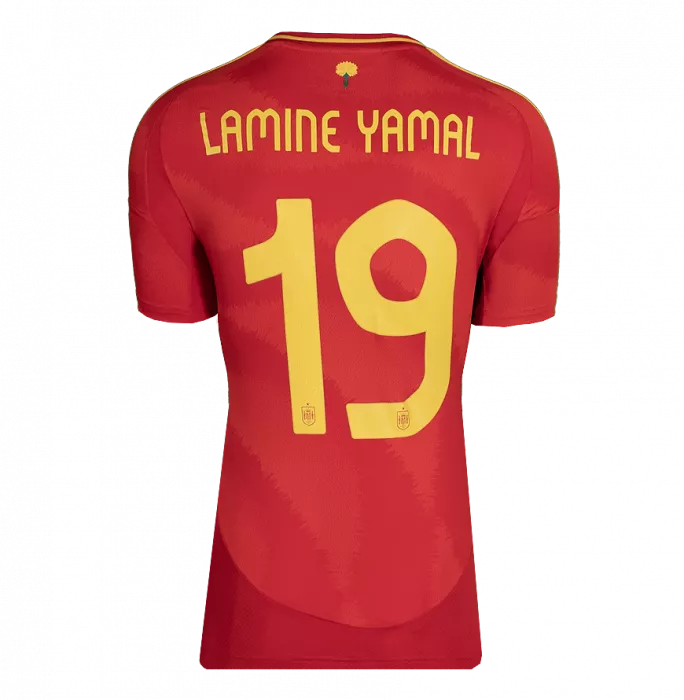 Lamine Yamal Front Signed Spain 2024 Home Shirt In Hero Frame: Option 1