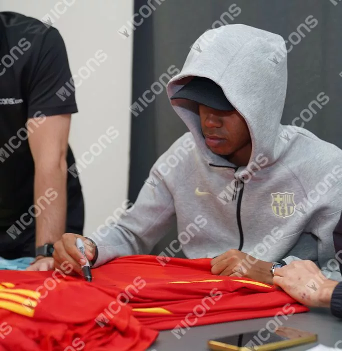 Lamine Yamal Front Signed Spain 2024 Home Shirt In Hero Frame: Option 1