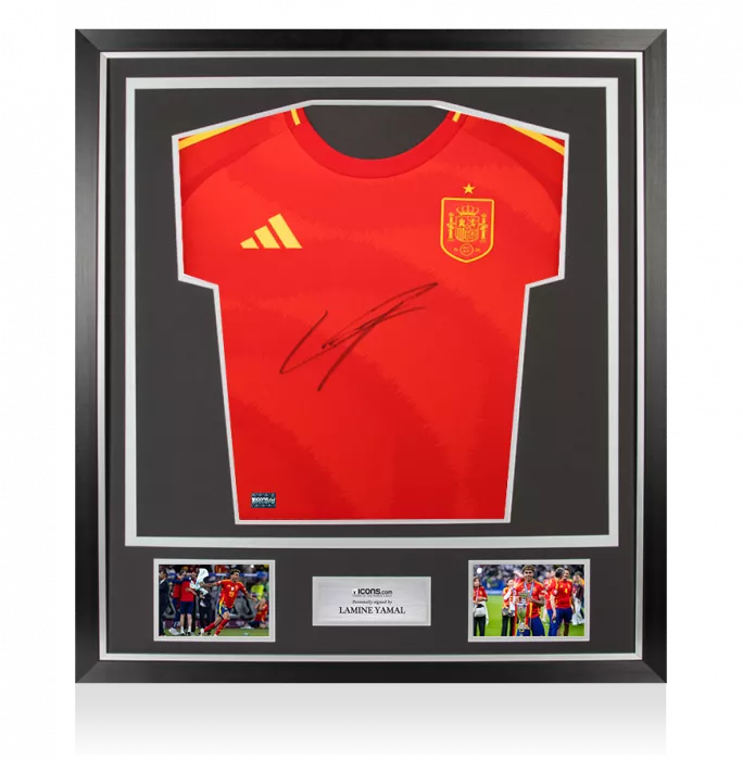Lamine Yamal Front Signed Spain 2024 Home Shirt In Classic Frame