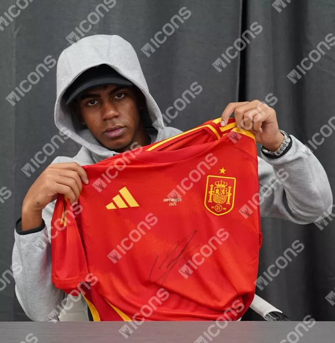 Lamine Yamal Official Ballon D'Or™ Front Signed And Hero Framed Spain 2024 Home Shirt: 2024 Kopa Trophy Winner
