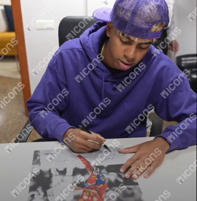 Lamine Yamal Official Signed Tribute Artwork In Black Wooden Frame: EURO 2024 Star