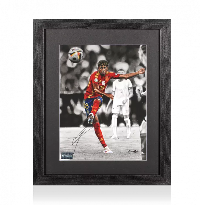 Lamine Yamal Official Signed Tribute Artwork In Black Wooden Frame: EURO 2024 Star