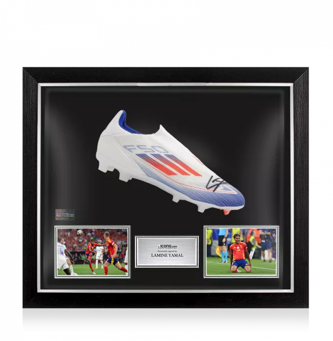 Lamine Yamal Signed F50 League Laceless Firm Ground Football Boot In Bubble Frame: Option 1