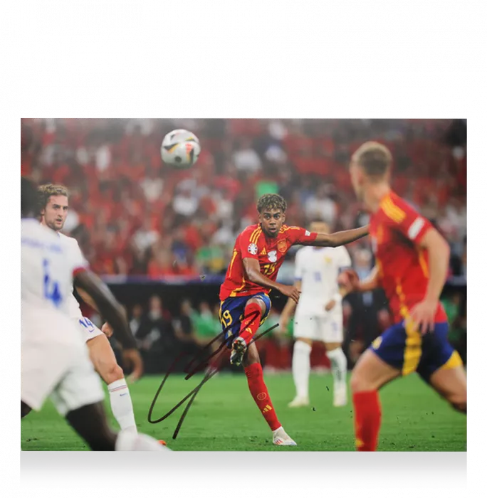 Lamine Yamal Signed Spain Photo In Black Wooden Frame: UEFA EURO 2024 Goal Vs France