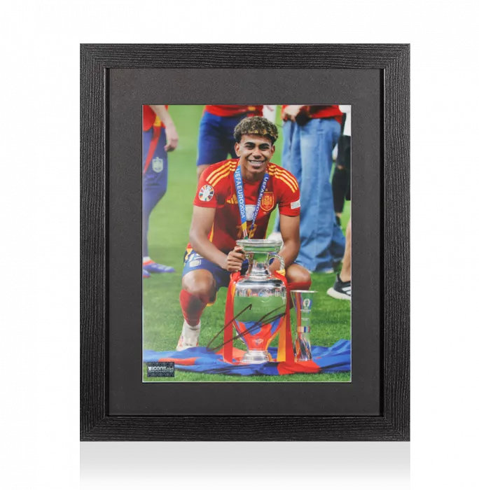 Lamine Yamal Signed Spain Photo In Black Wooden Frame: UEFA EURO 2024 Winner