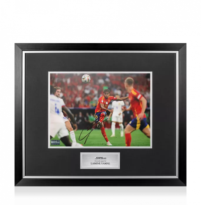 Lamine Yamal Signed Spain Photo In Premium Photo Frame: UEFA EURO 2024 Goal vs France