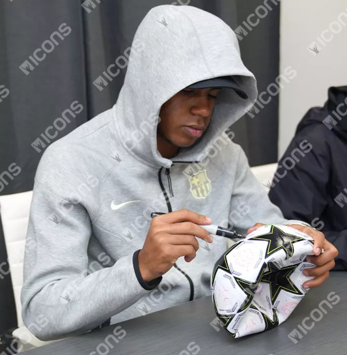 Lamine Yamal Signed UEFA Champions League Football In Acrylic Case