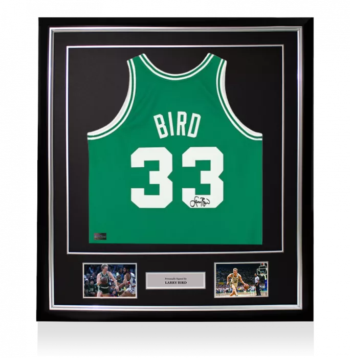 Larry Bird Signed And Framed Boston Celtics Green Authentic Mitchell And Ness Jersey