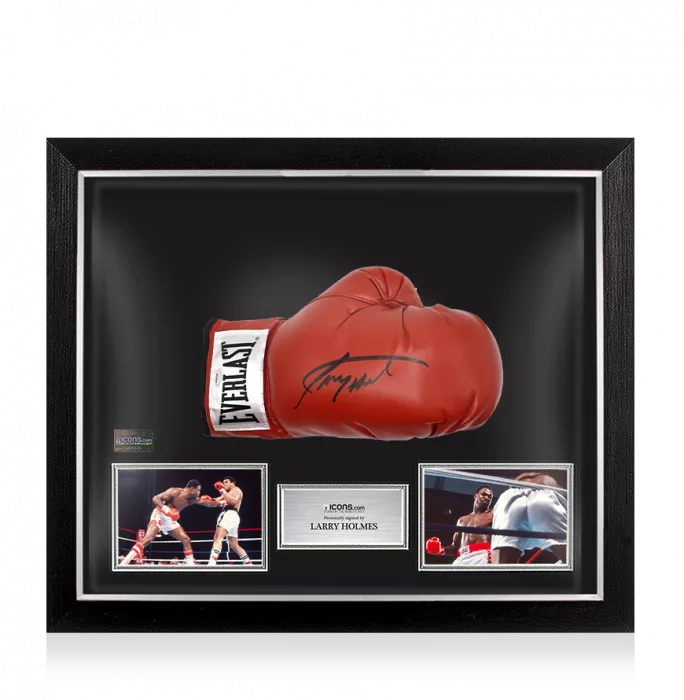 Larry Holmes Signed Everlast Red Boxing Glove In Bubble Frame: Option 1