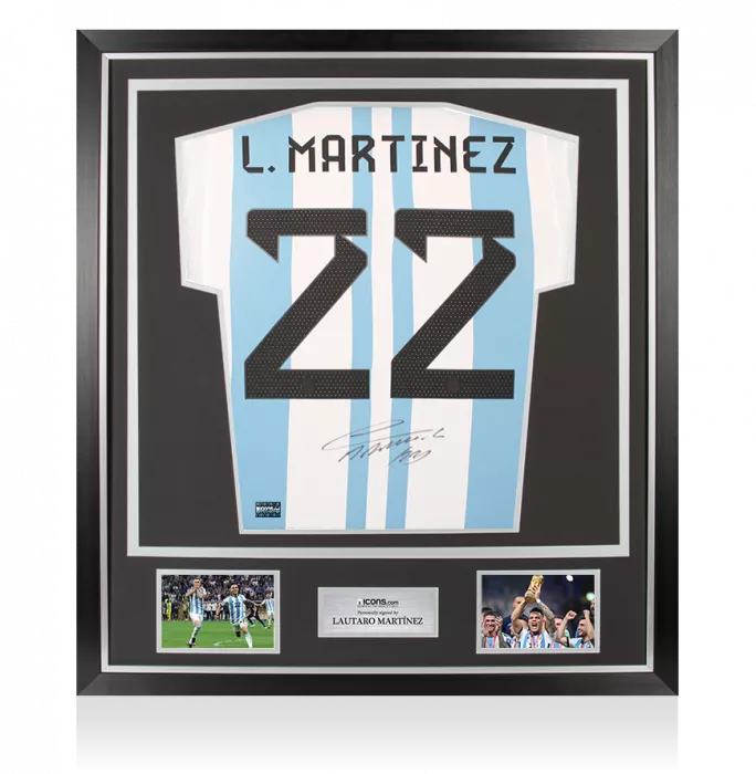 Lautaro Martinez Back Signed Argentina 2022 Home Shirt In Classic Frame