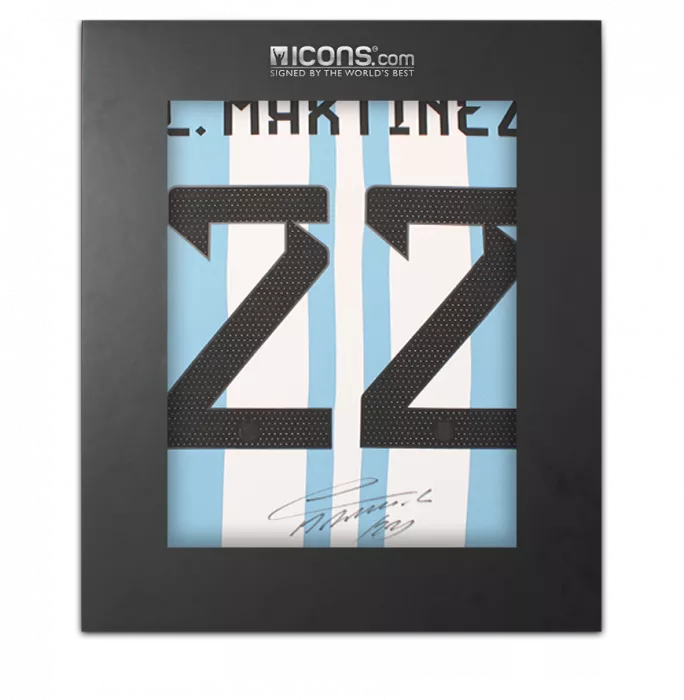 Lautaro Martinez Back Signed Argentina 2022 Home Shirt In Deluxe Packaging