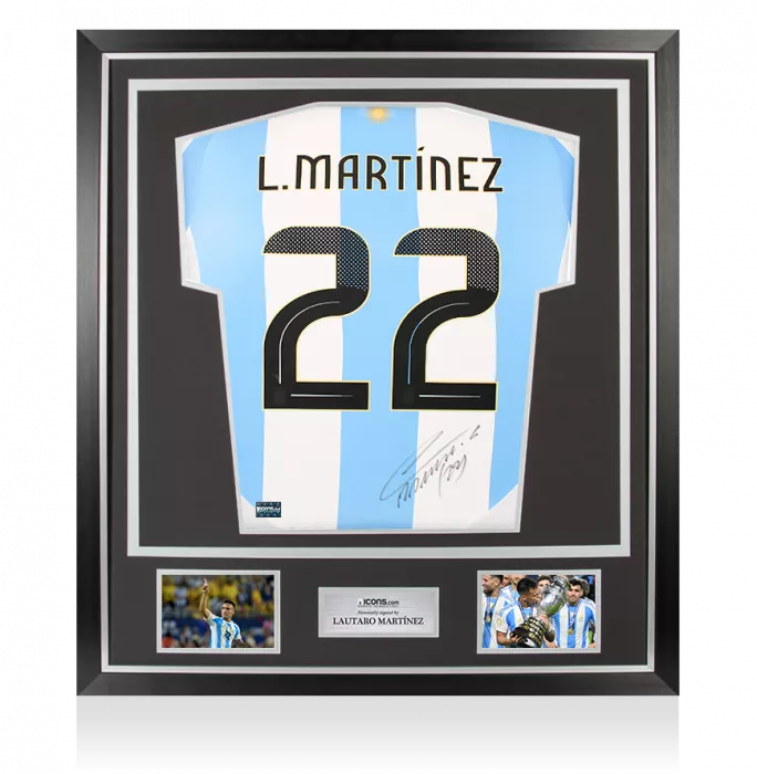 Lautaro Martinez Back Signed Argentina 2024 Home Shirt In Classic Frame