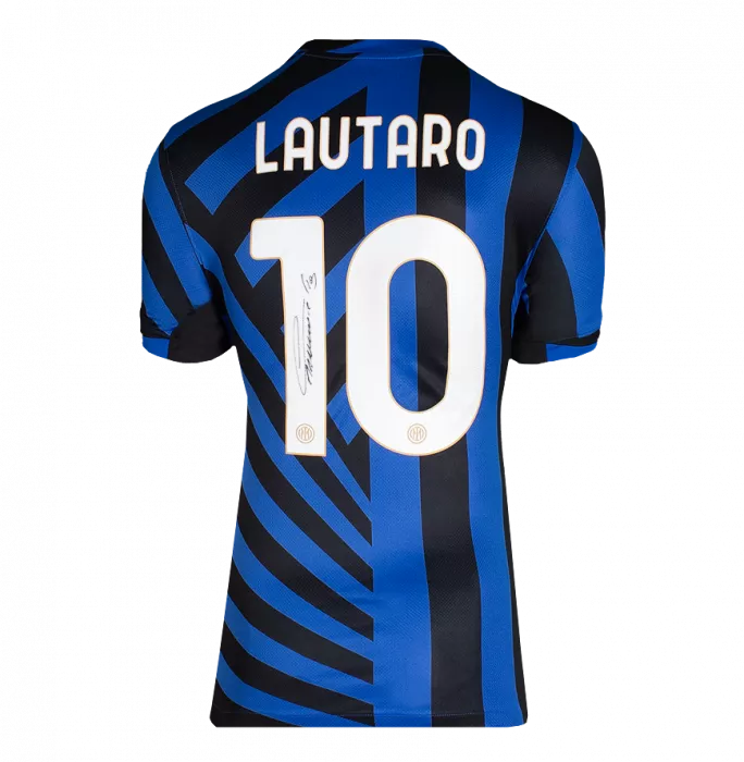 Lautaro Martinez Back Signed Internazionale 2024-25 Home Shirt In Deluxe Packaging