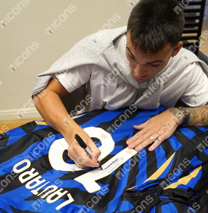 Lautaro Martinez Back Signed Internazionale 2024-25 Home Shirt In Deluxe Packaging