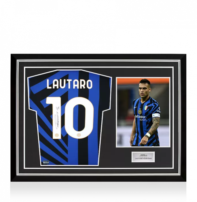 Lautaro Martinez Back Signed Internazionale 2024-25 Home Shirt In Hero Frame: Option 1