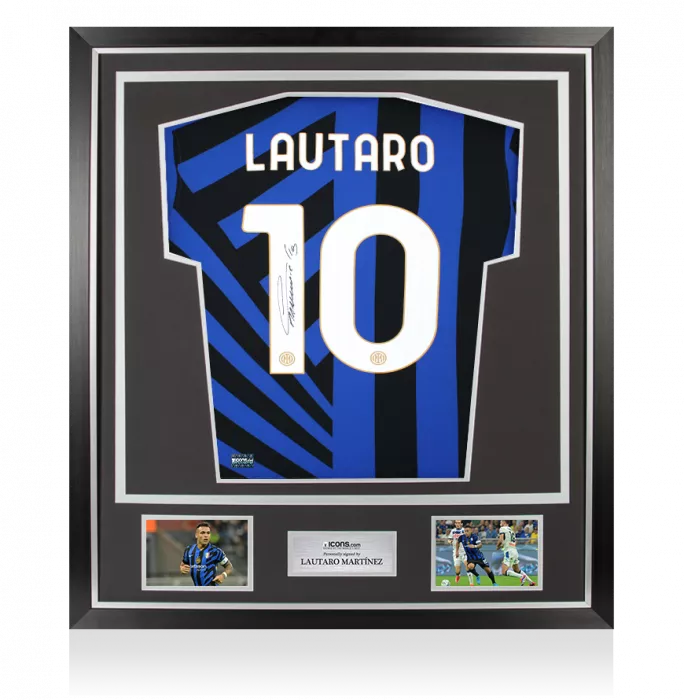 Lautaro Martinez Back Signed Internazionale 2024-25 Home Shirt In Classic Frame
