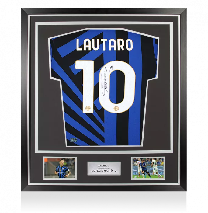 Lautaro Martinez Back Signed Internazionale 2024-25 Home Shirt In Classic Frame