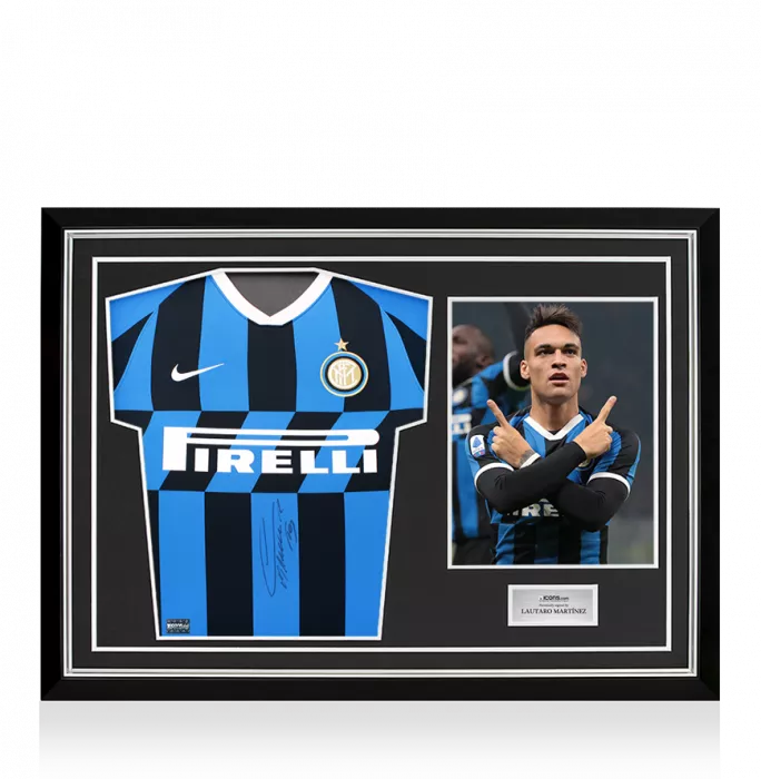 Lautaro Martinez Front Signed Internazionale 2019-20 Home Shirt In Hero Frame: Option 1