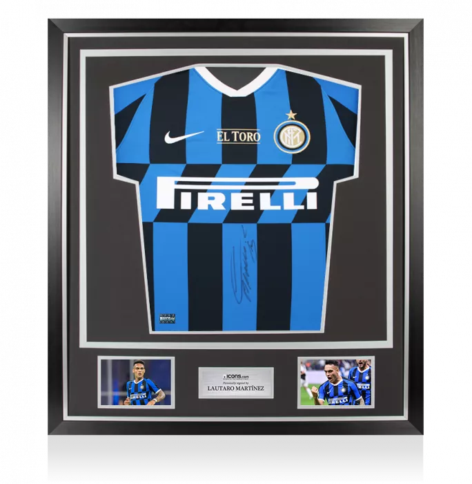Lautaro Martinez Front Signed Internazionale 2019-20 Home Shirt - 'El Toro' Edition In Classic Frame